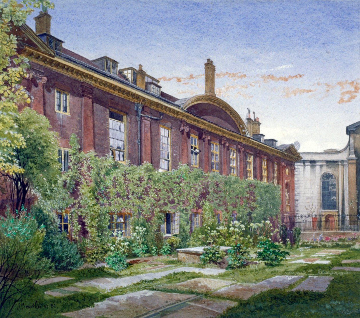 伦敦市新门街的基督医院，1881年 作者 约翰·克劳瑟