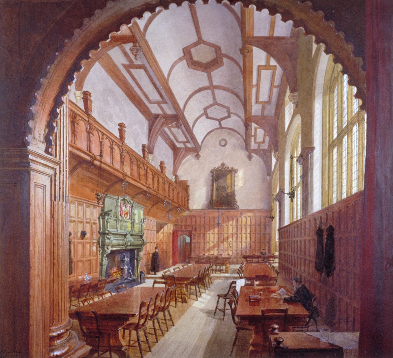大厅，Charterhouse，伦敦，1885年 作者 约翰·克劳瑟