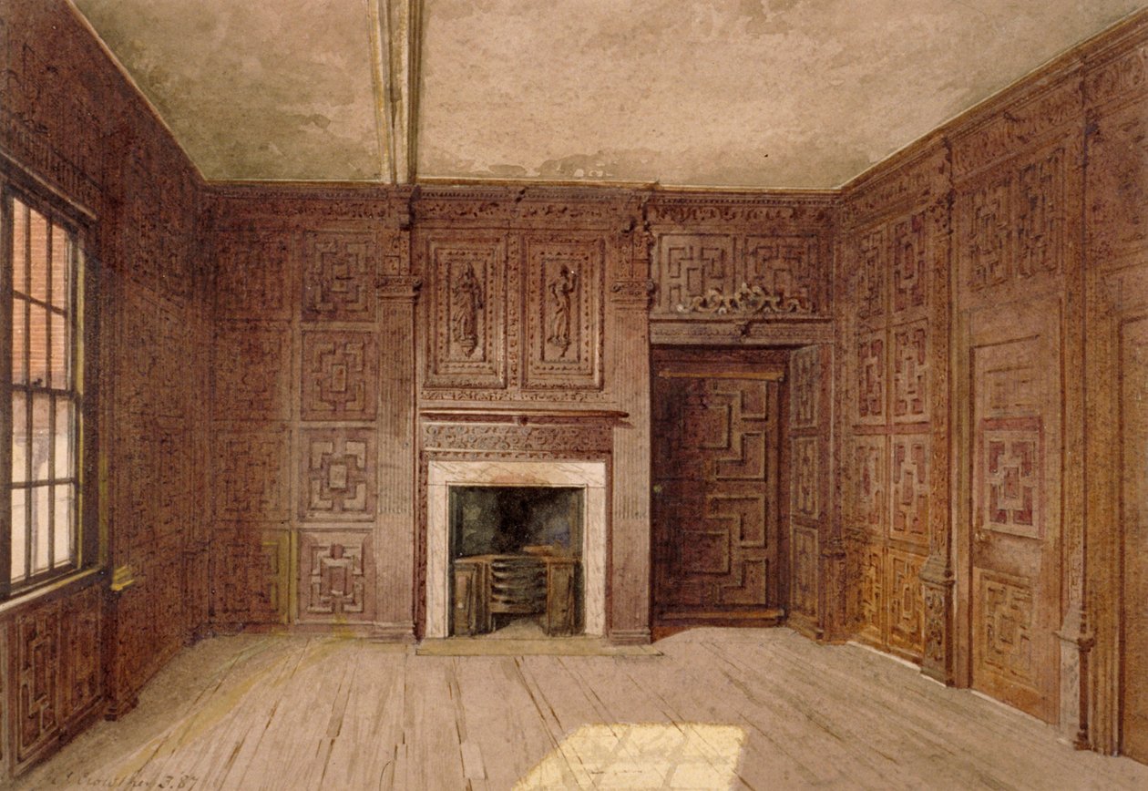 康普顿橡木房的内景，伦敦伊斯灵顿的卡农伯里大厦，1887年 作者 约翰·克劳瑟