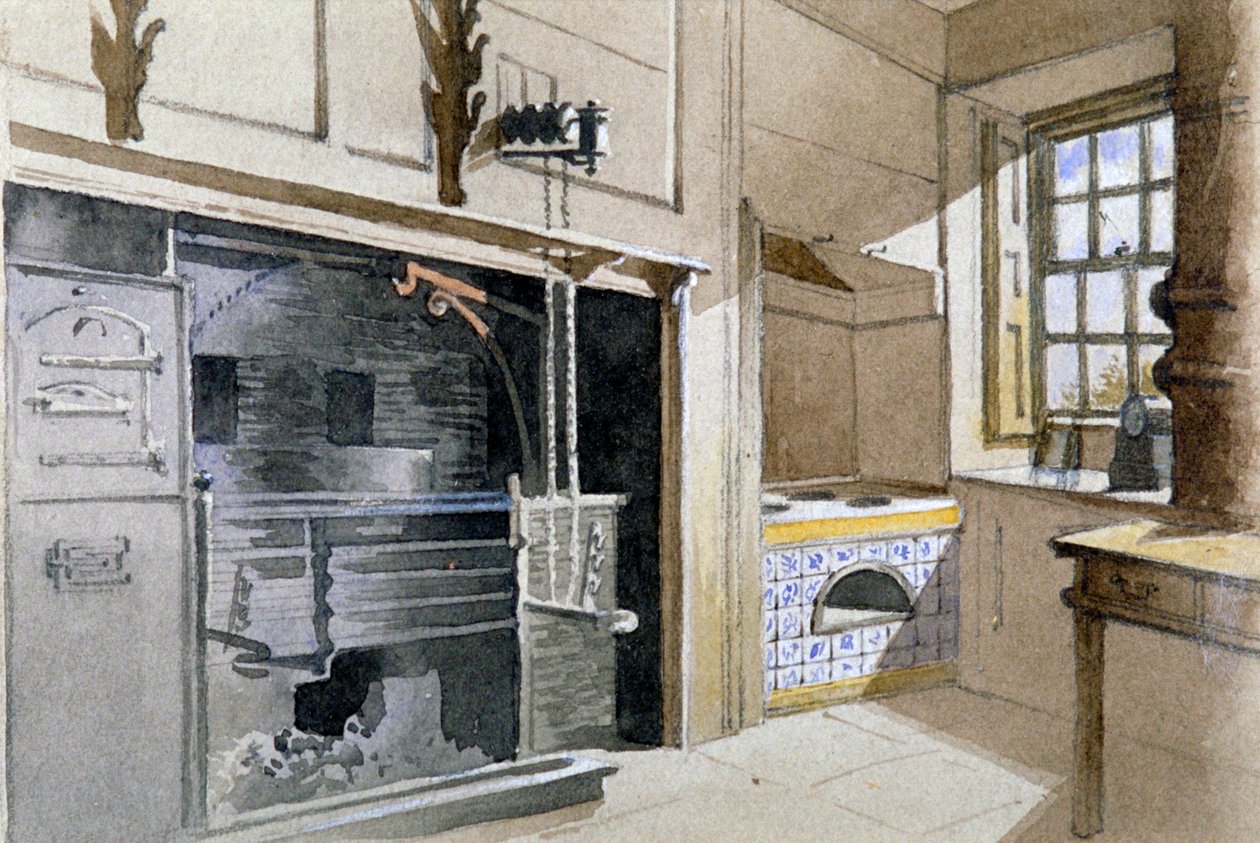 厨房炉灶和荷兰式烤箱，伦敦市奥斯汀弗里斯街21号，1885年 作者 约翰·克劳瑟