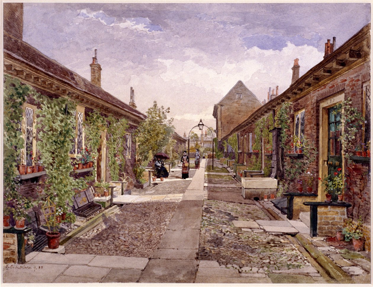 伦敦Stepney的Mile End路的Skinners救济院，1883年 作者 约翰·克劳瑟