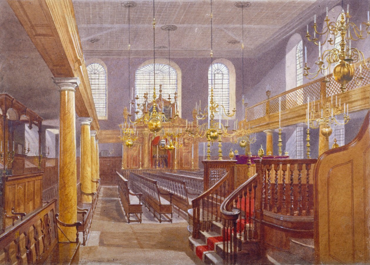 伦敦市Bevis Marks的犹太教堂，1884年 作者 约翰·克劳瑟