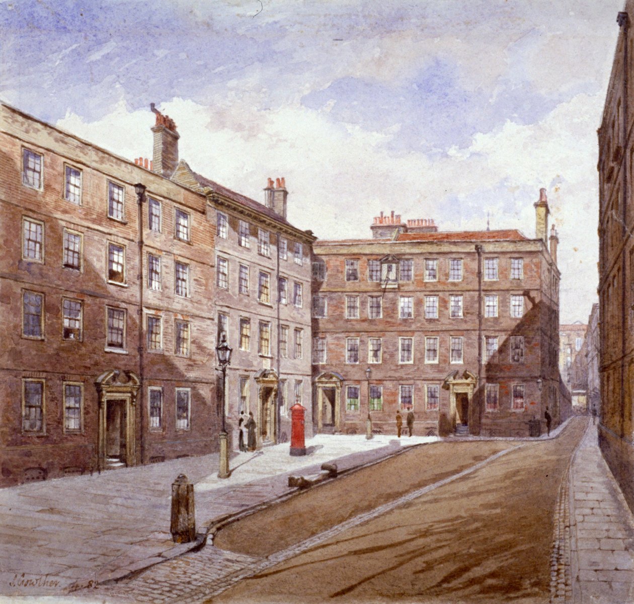 伦敦Middle Temple的Brick Court景观，1882年。                                                    作者 约翰·克劳瑟