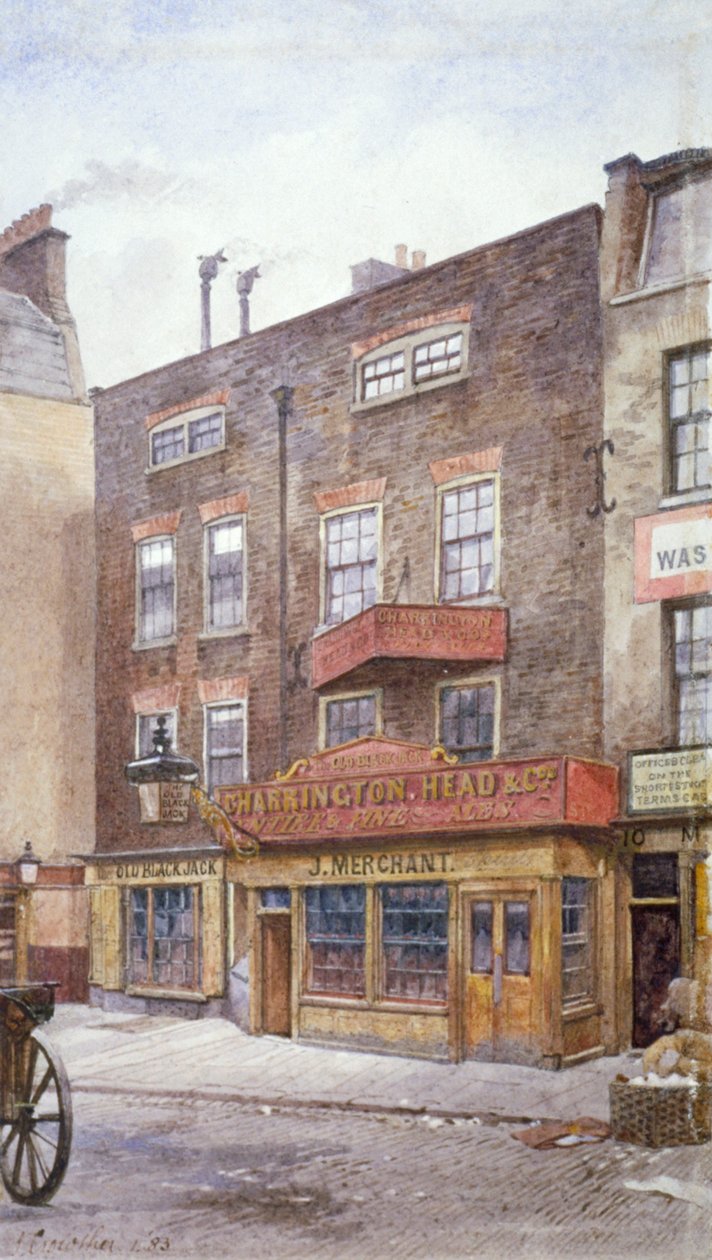 伦敦威斯敏斯特朴茨茅斯街老黑杰克旅馆的景观，1883年 作者 约翰·克劳瑟