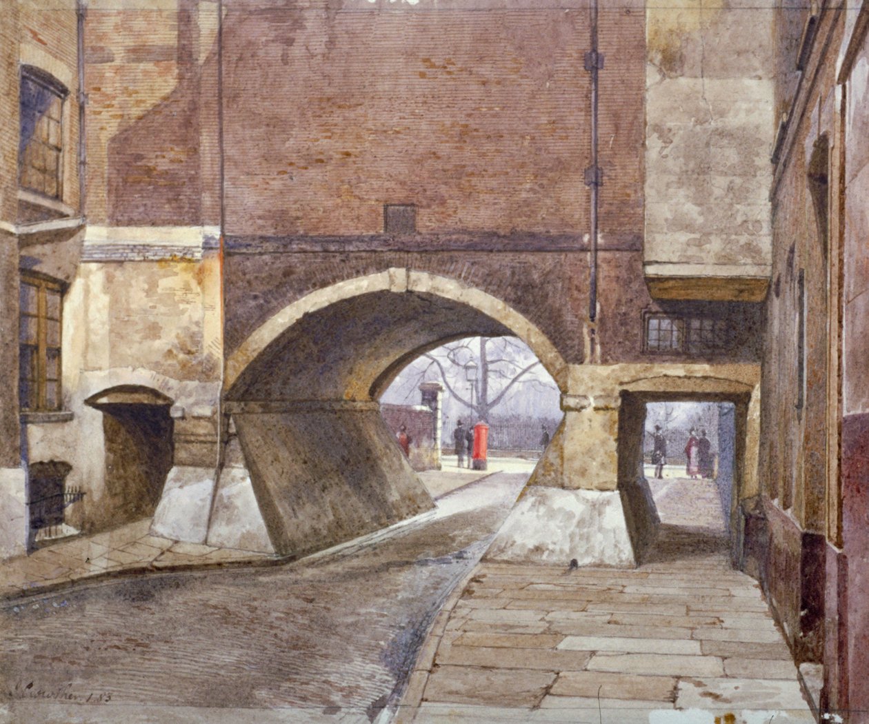 位于伦敦威斯敏斯特公爵街的林肯律师事务所的入口景观，1883年 作者 约翰·克劳瑟