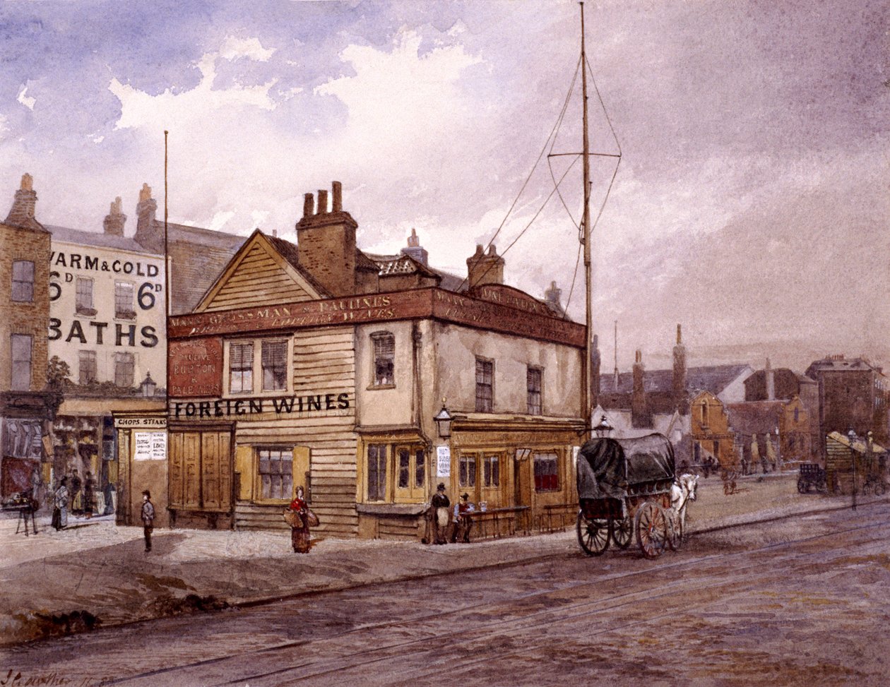 Vine Tavern, Mile End Road, Stepney, London, c1883 作者 约翰·克劳瑟