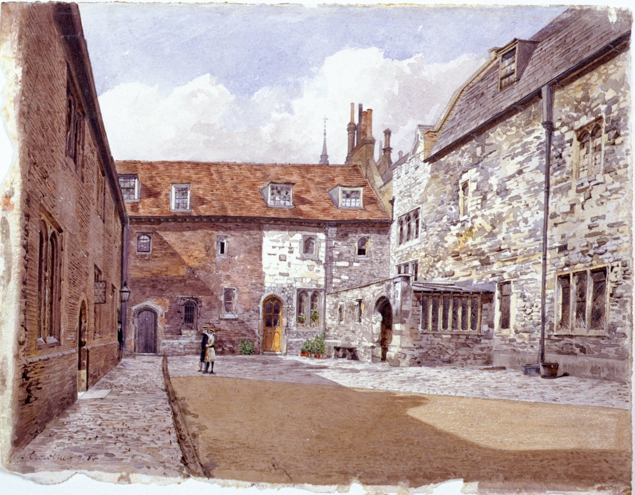 洗手间法庭，Charterhouse，伦敦，1884年 作者 约翰·克劳瑟