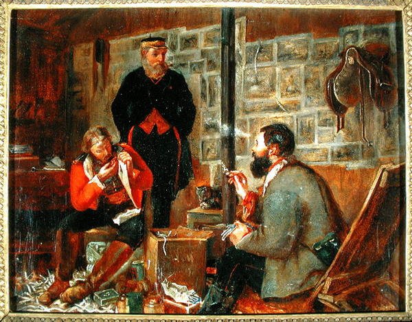 欢迎抵达的研究，约1855-56（布面油画）。 作者 约翰·达比亚克·卢德