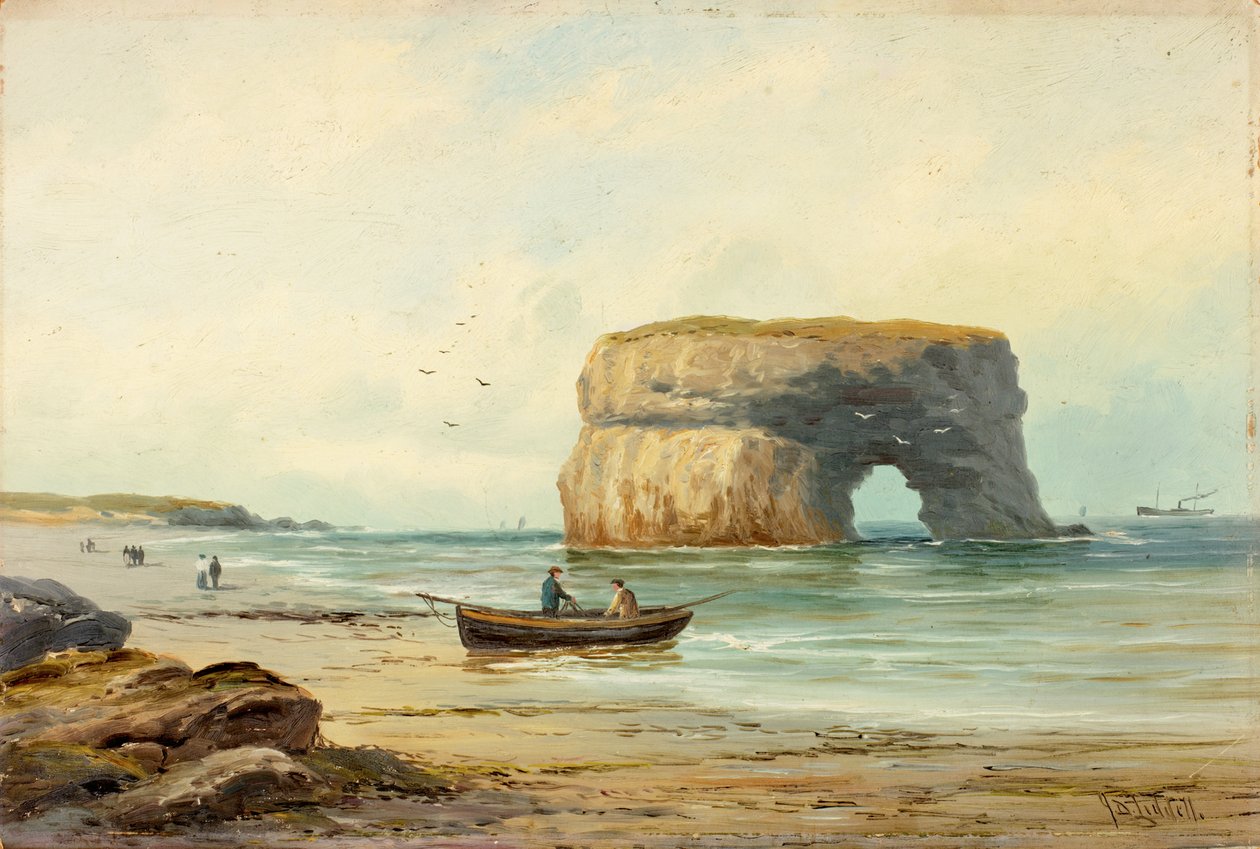 Marsden Rock，c.1885-1910（船上油） 作者 约翰戴维森利德尔