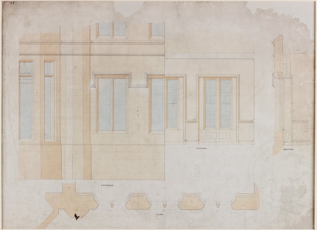 Holme Eden（纸和墨水和水洗（蓝色和棕色）在纸上（纸和灰色）） 作者 约翰·多布森