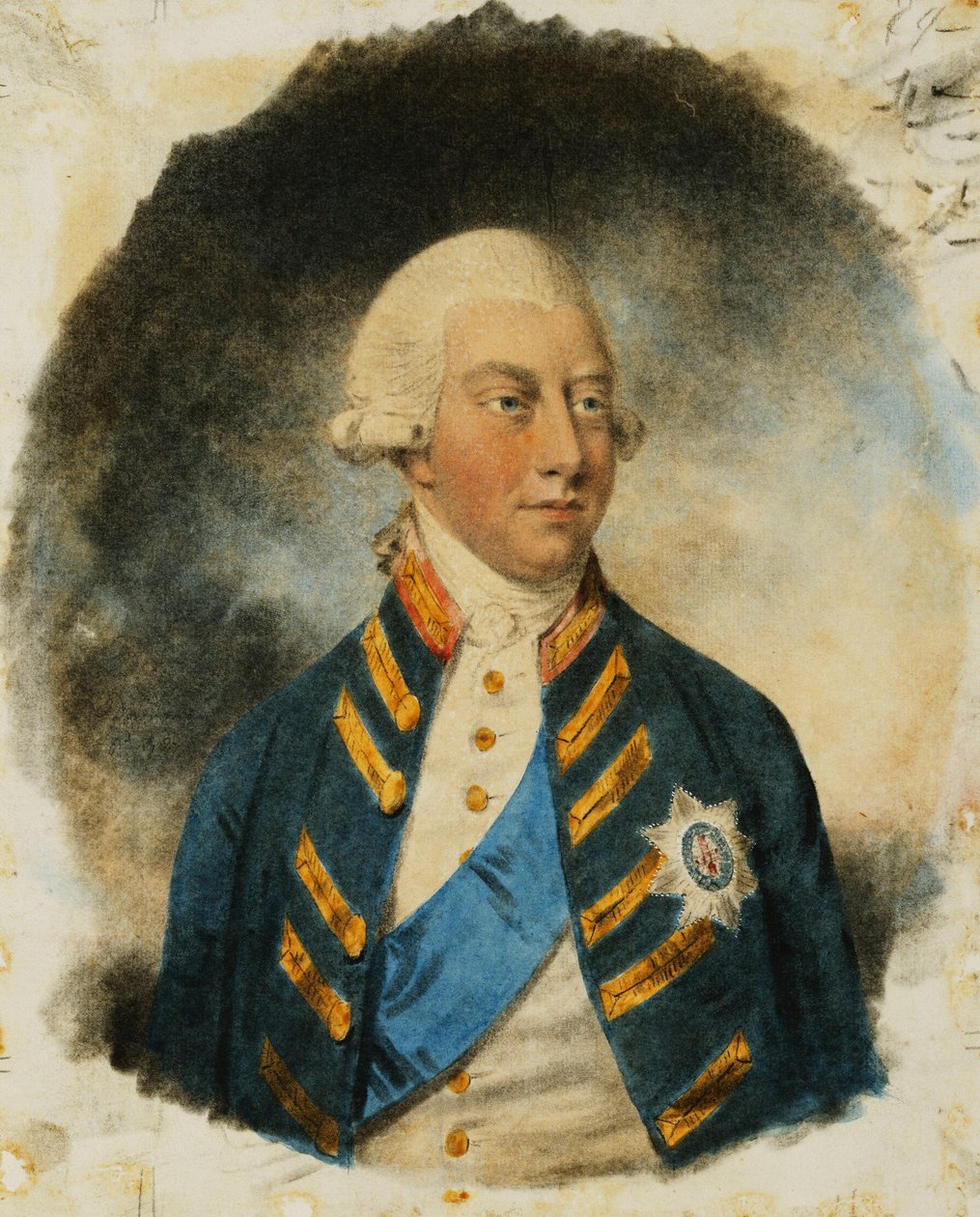 乔治三世国王肖像，小半身，穿着温莎制服和缎带和吊袜带星，1787年 作者 约翰·道曼