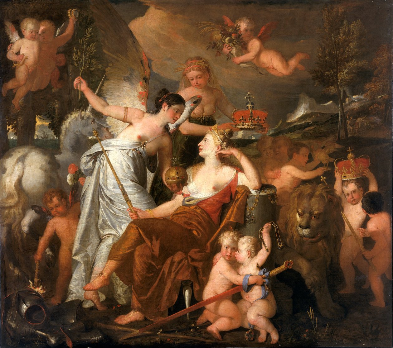 反映在欧洲的一位已故公主的和平加冕的英国荣耀》，1819年 作者 约翰·唐曼