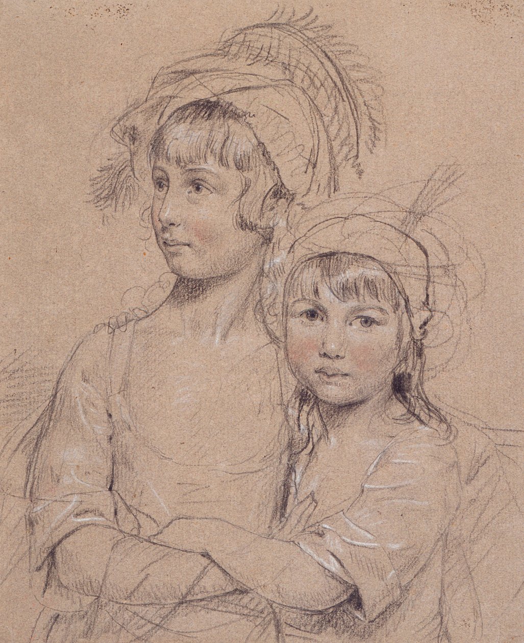 No.1857 The Missses Rigby，Norwich先生的两个女儿（1747-1821），一位着名的外科医生，1778年（粉笔在纸上） 作者 约翰·唐曼