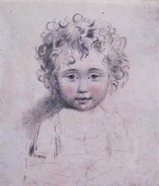 No.1869d 斯特拉斯莫尔夫人的小女儿，约1786年（纸上石墨、黑色和红色粉笔画 作者 约翰·唐曼