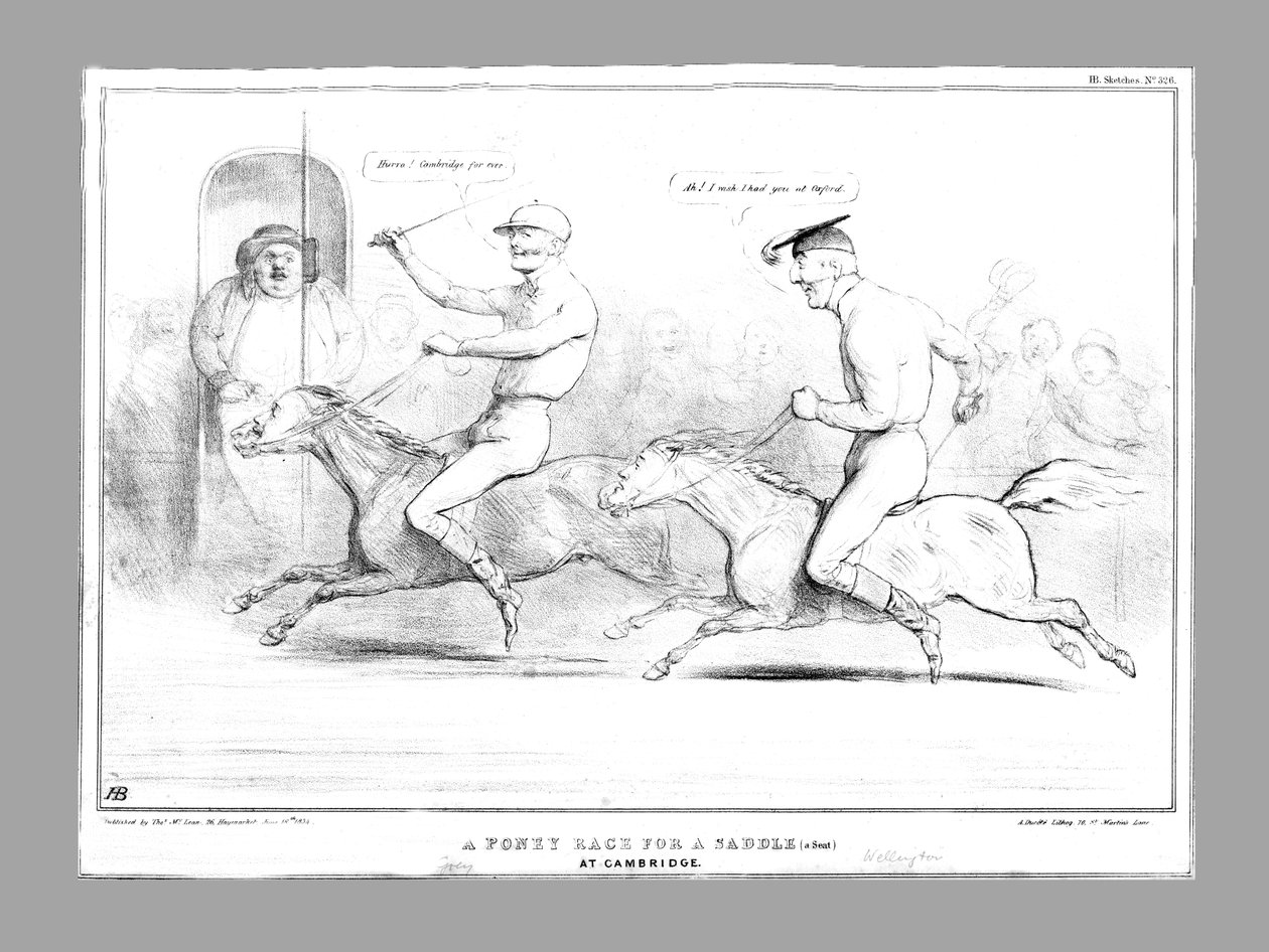 1834年在剑桥举行的鞍座Poney竞赛。 作者 约翰·道尔