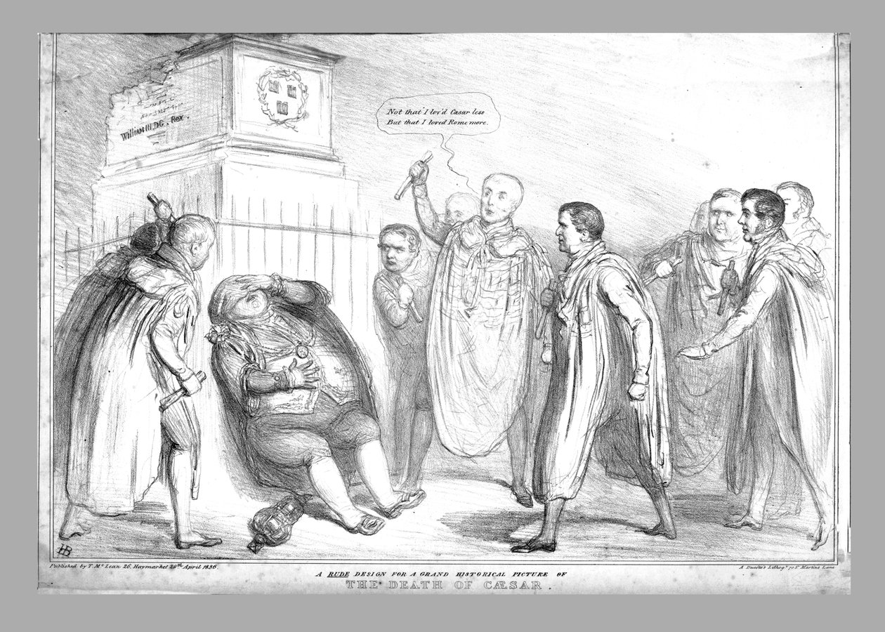 凯撒逝世大历史图片的粗鲁设计，1836年。 作者 约翰·道尔