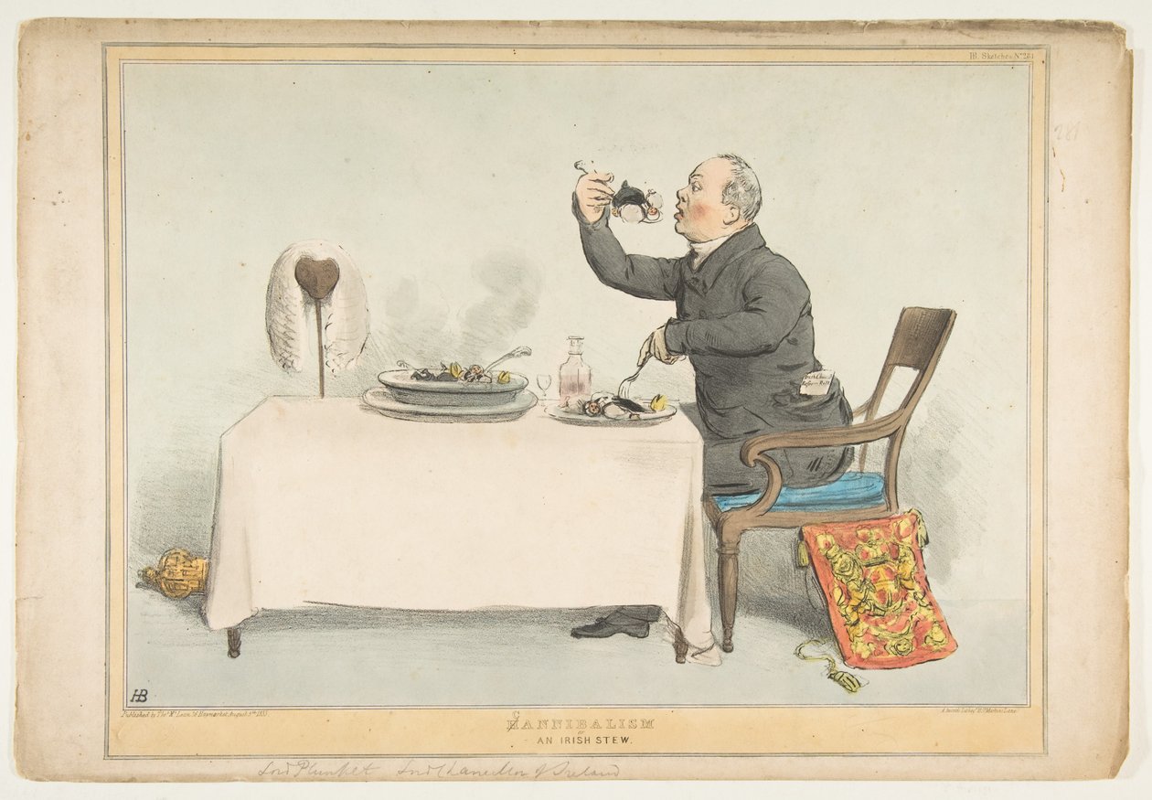 食人族或爱尔兰炖肉，1833年8月5日。 作者 约翰·道尔