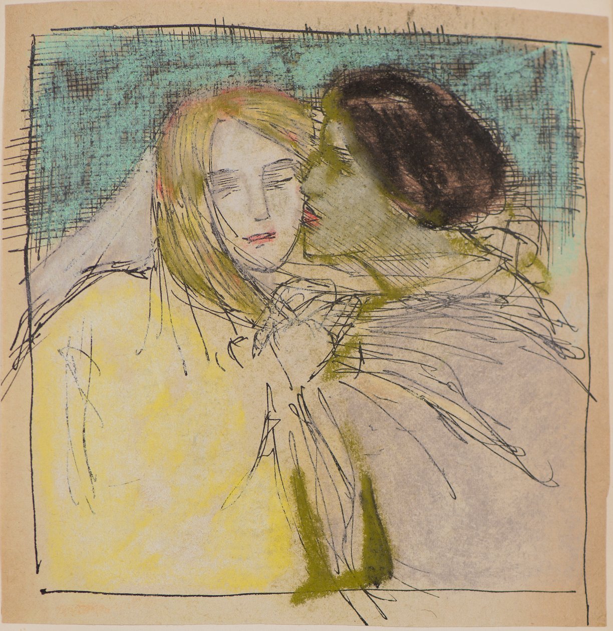 Untitled [Embracing couple] (pen & ink) 作者 约翰邓肯