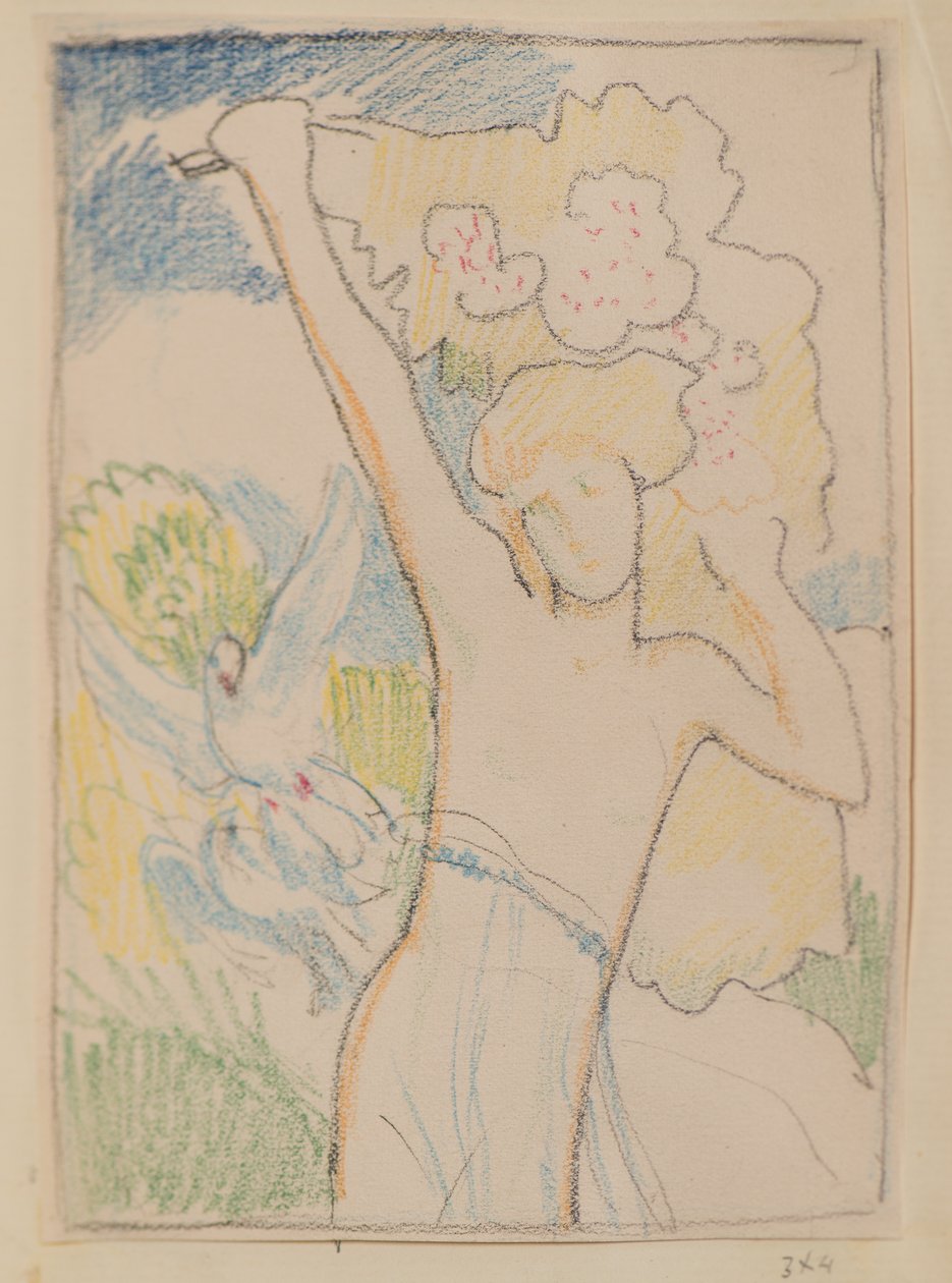 Untitled [Female figure and doves] (pencil) 作者 约翰邓肯
