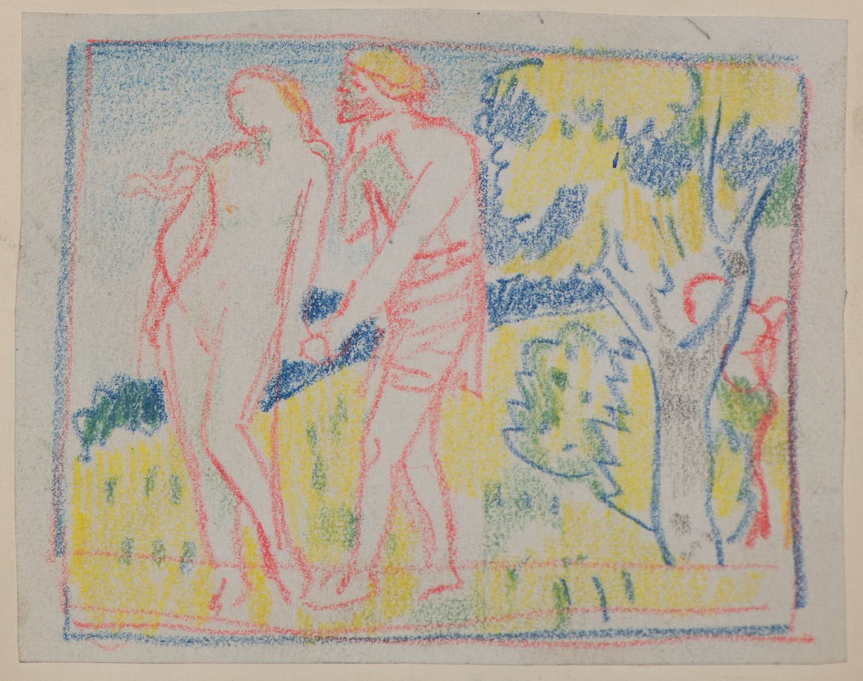 Untitled [Male & female figure in a landscape] (pencil) 作者 约翰邓肯