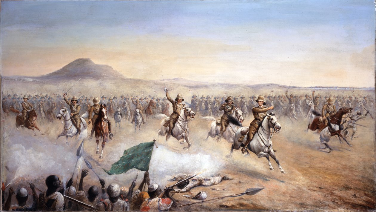 第 21 枪骑兵团在恩图曼冲锋，1898 年 9 月 2 日（布面油画） 作者 约翰·爱德华·查普曼·马修斯