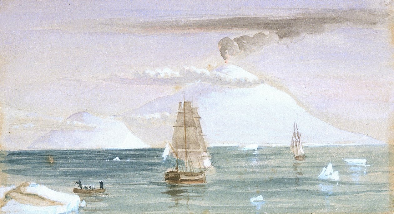波弗特岛和埃里伯斯火山。1841 年 1 月 28 日发现 作者 约翰·爱德华·戴维斯