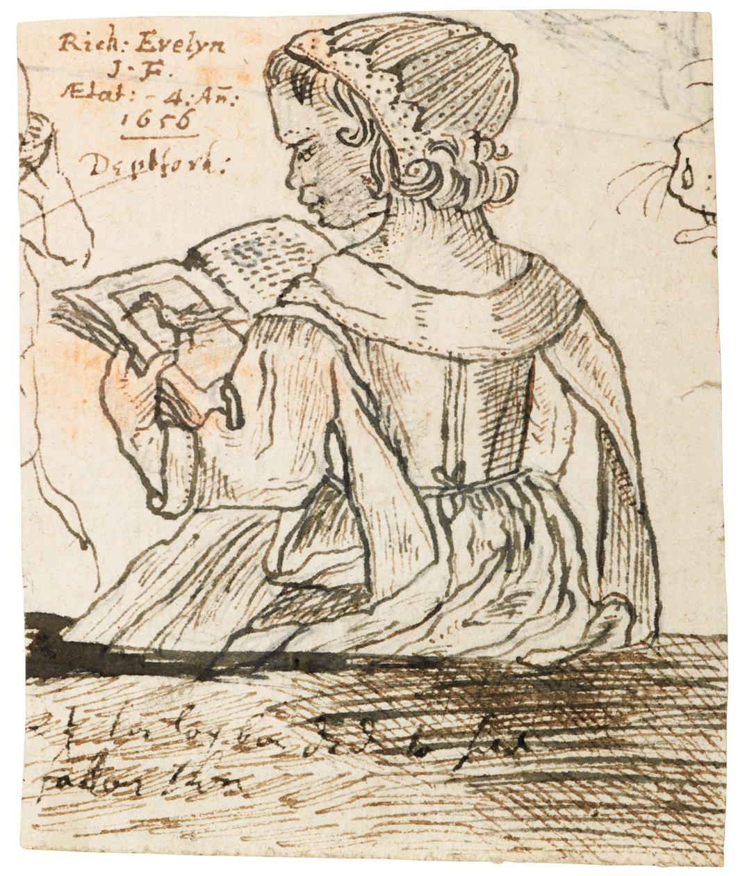 理查德·伊夫林（Richard Evelyn）读自然史书籍，德普特福德（Deptford），1656年 作者 约翰·伊夫林