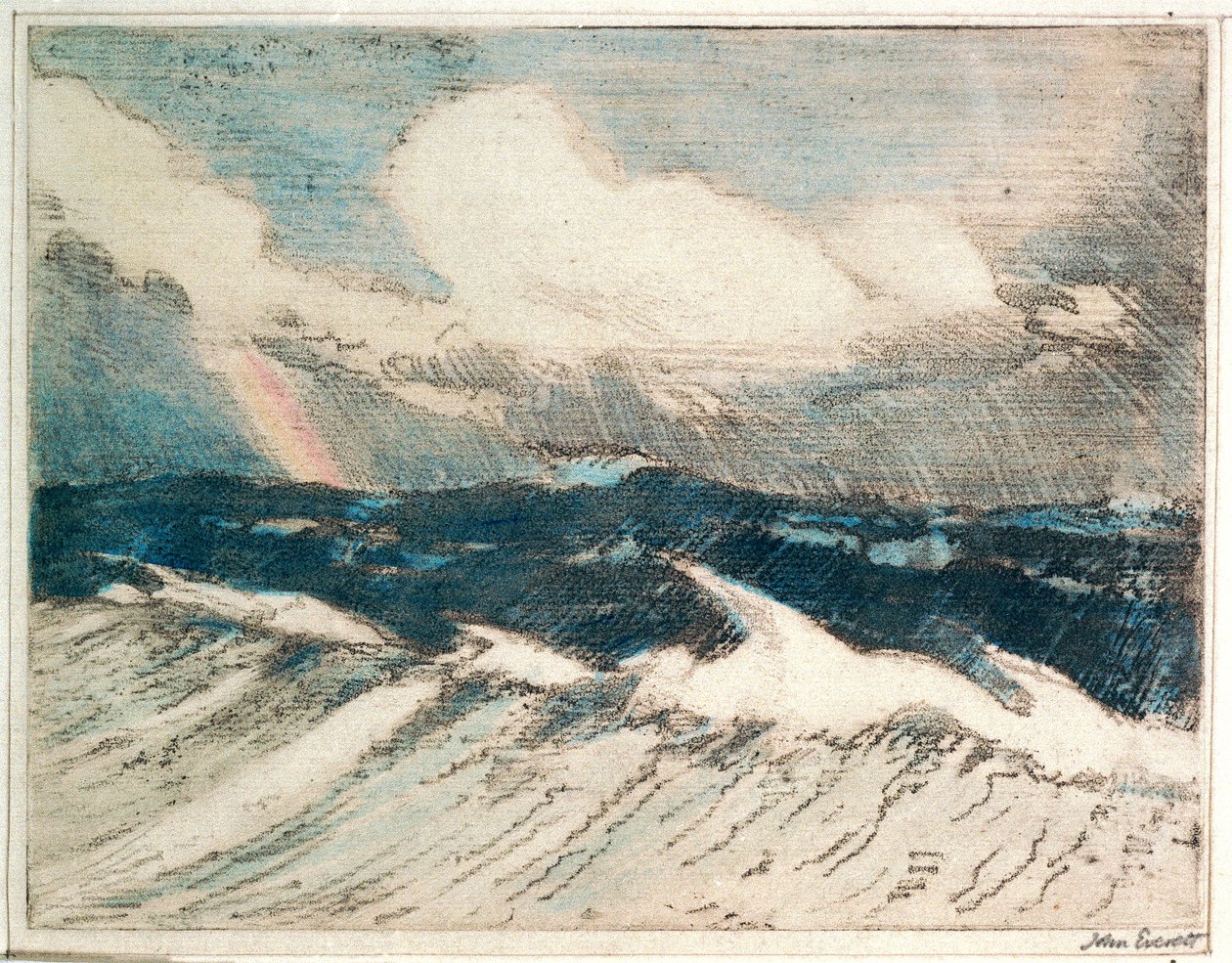 海景--淡蓝色的海浪 5 "彩虹"，20 世纪（彩色蚀刻版画） 作者 约翰·埃弗里特