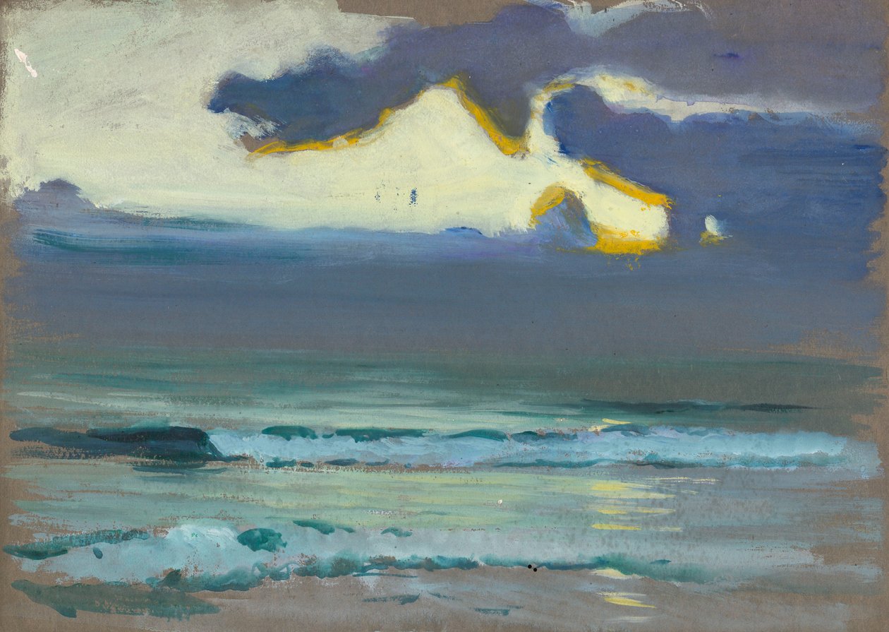 海景。黑暗、平静的海面，轻柔的海浪（绘画） 作者 约翰·埃弗里特