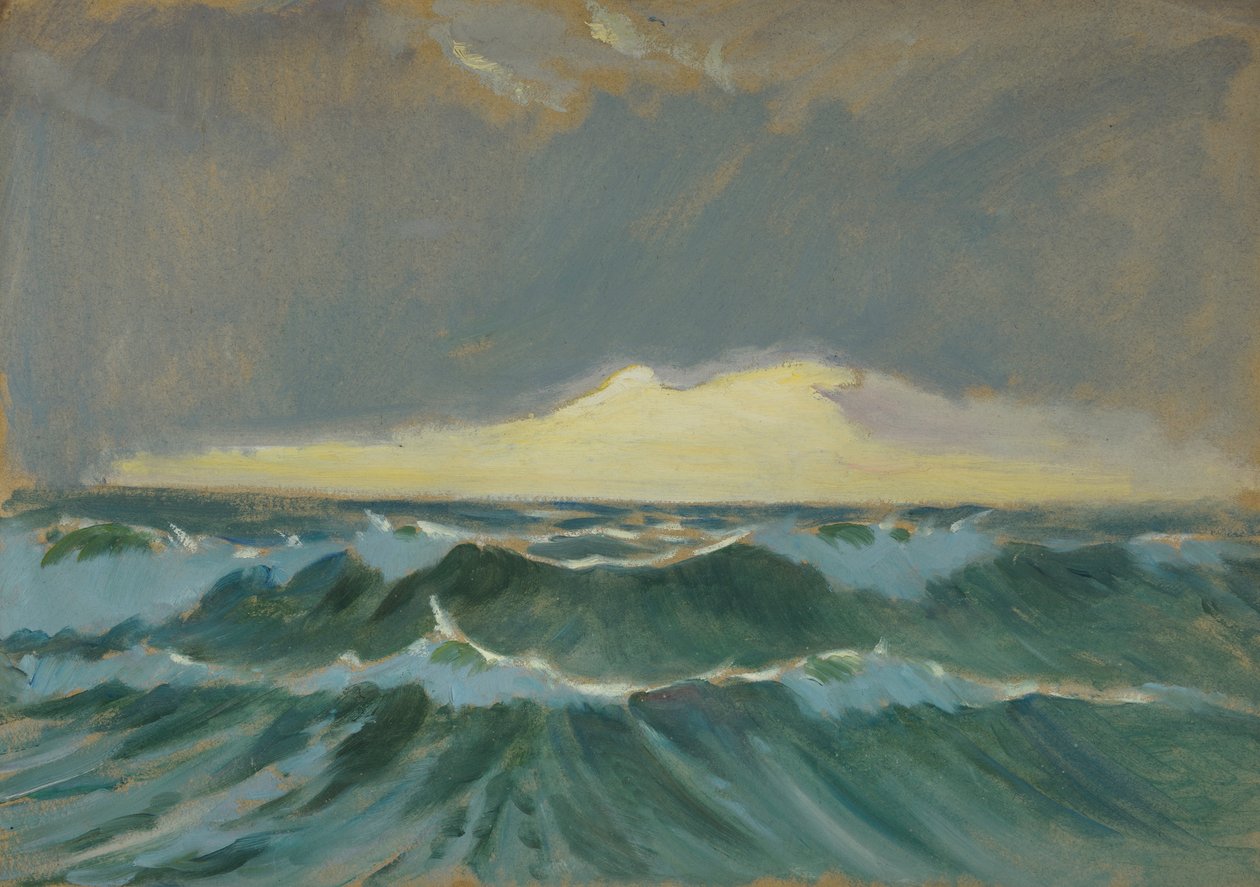 海景，19 世纪晚期 - 20 世纪中期（纸面油画） 作者 约翰·埃弗里特