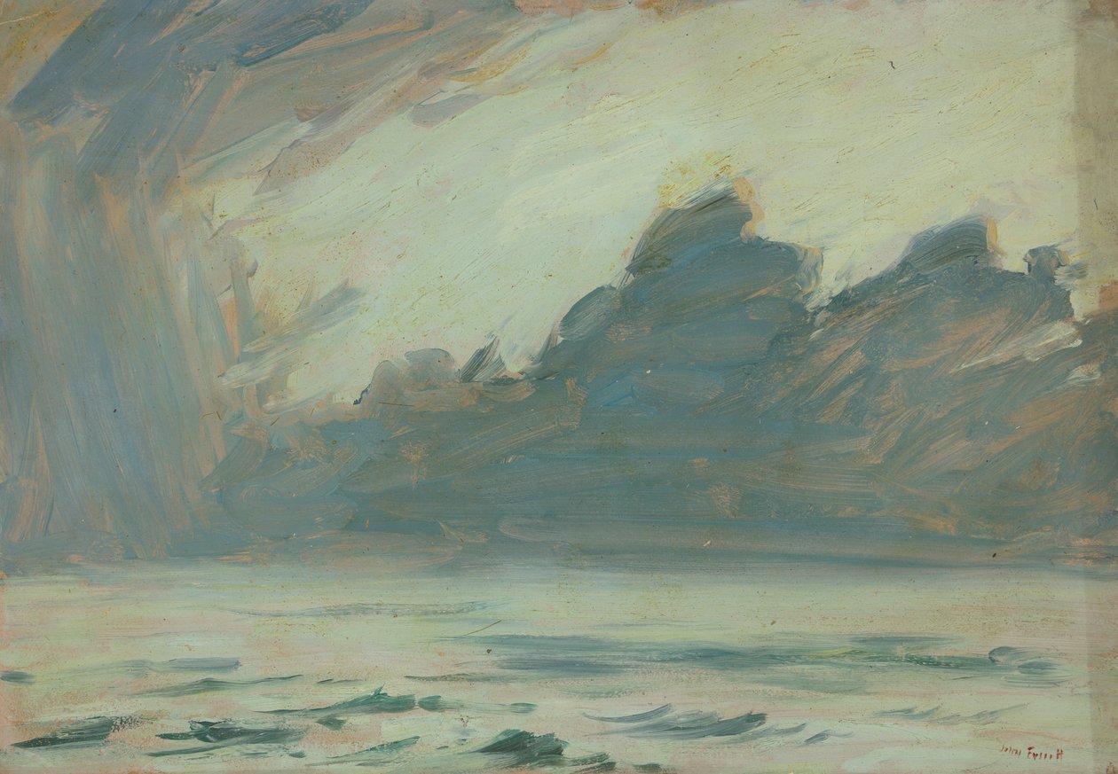 海景，19 世纪晚期 - 20 世纪中期（纸面油画） 作者 约翰·埃弗里特