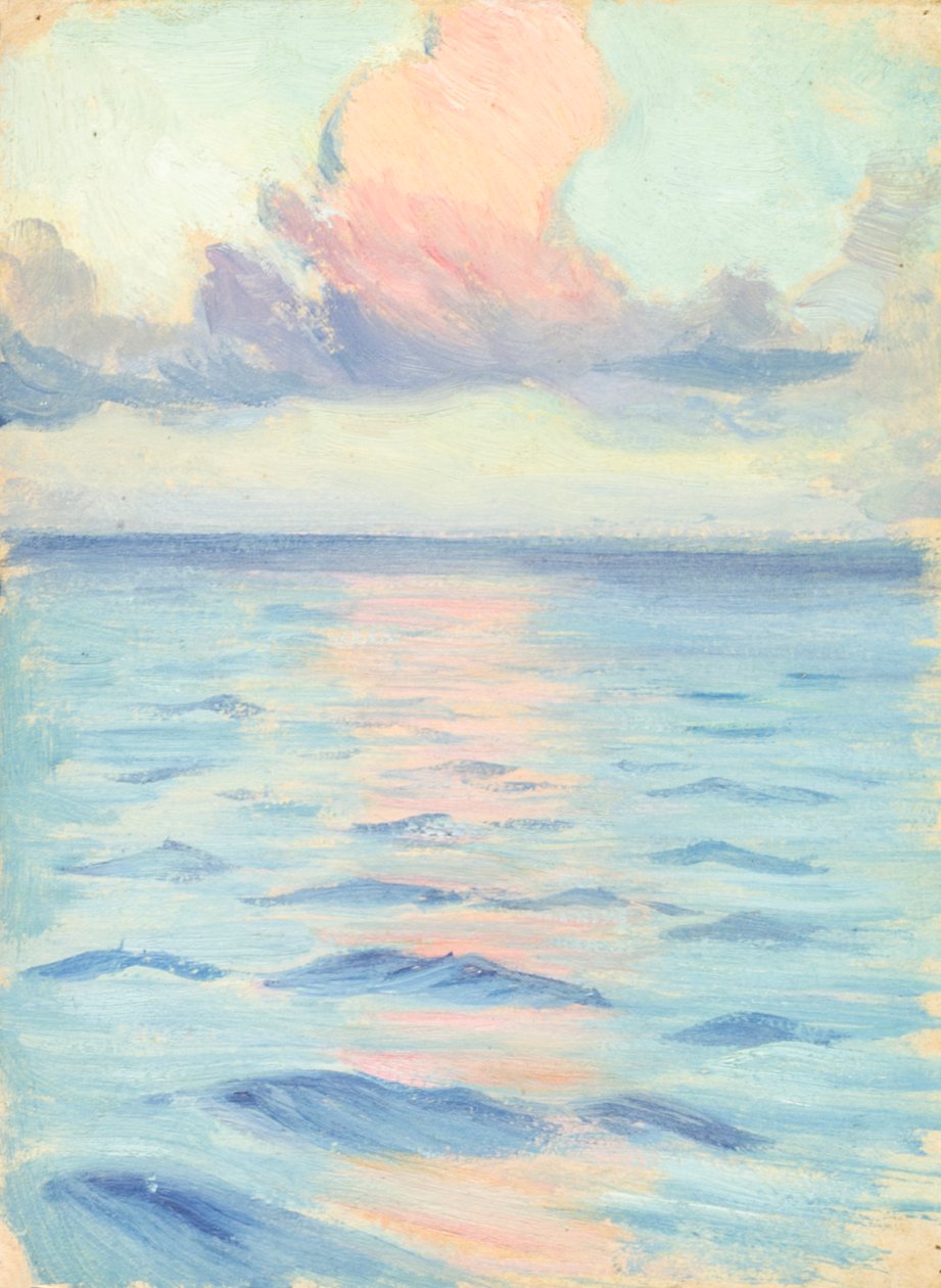 海景，19 世纪晚期 - 20 世纪中期（纸面油画） 作者 约翰·埃弗里特