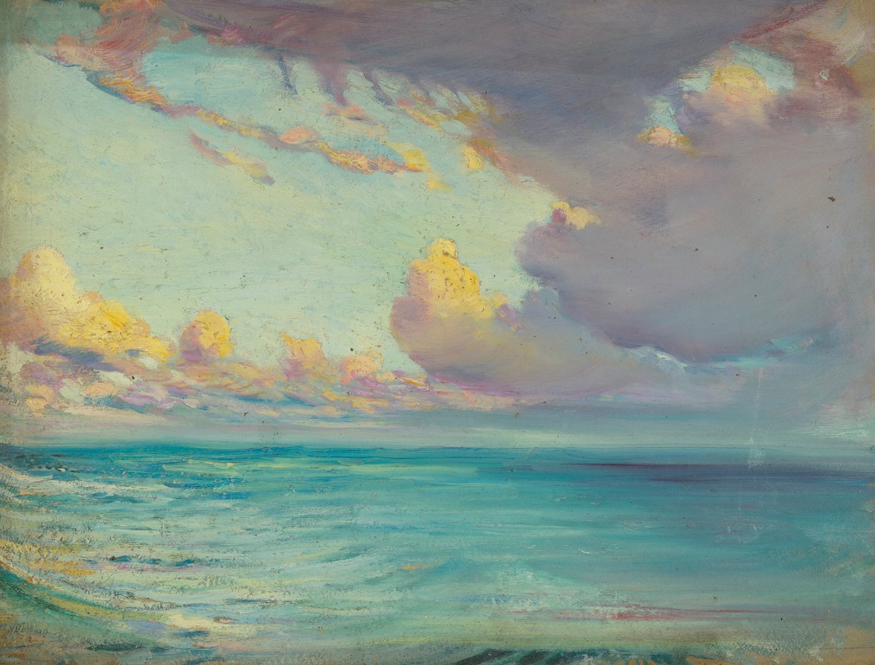 海景，19 世纪晚期 - 20 世纪中期（纸面油画） 作者 约翰·埃弗里特