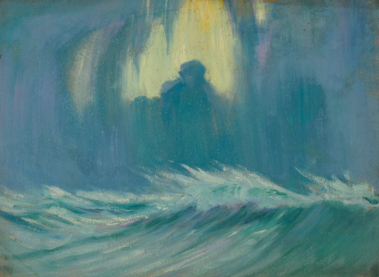 海景，19 世纪晚期 - 20 世纪中期（纸面油画） 作者 约翰·埃弗里特