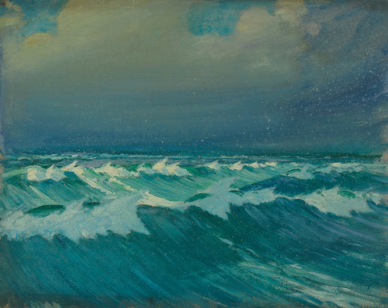 海景，19 世纪晚期 - 20 世纪中期（纸面油画） 作者 约翰·埃弗里特