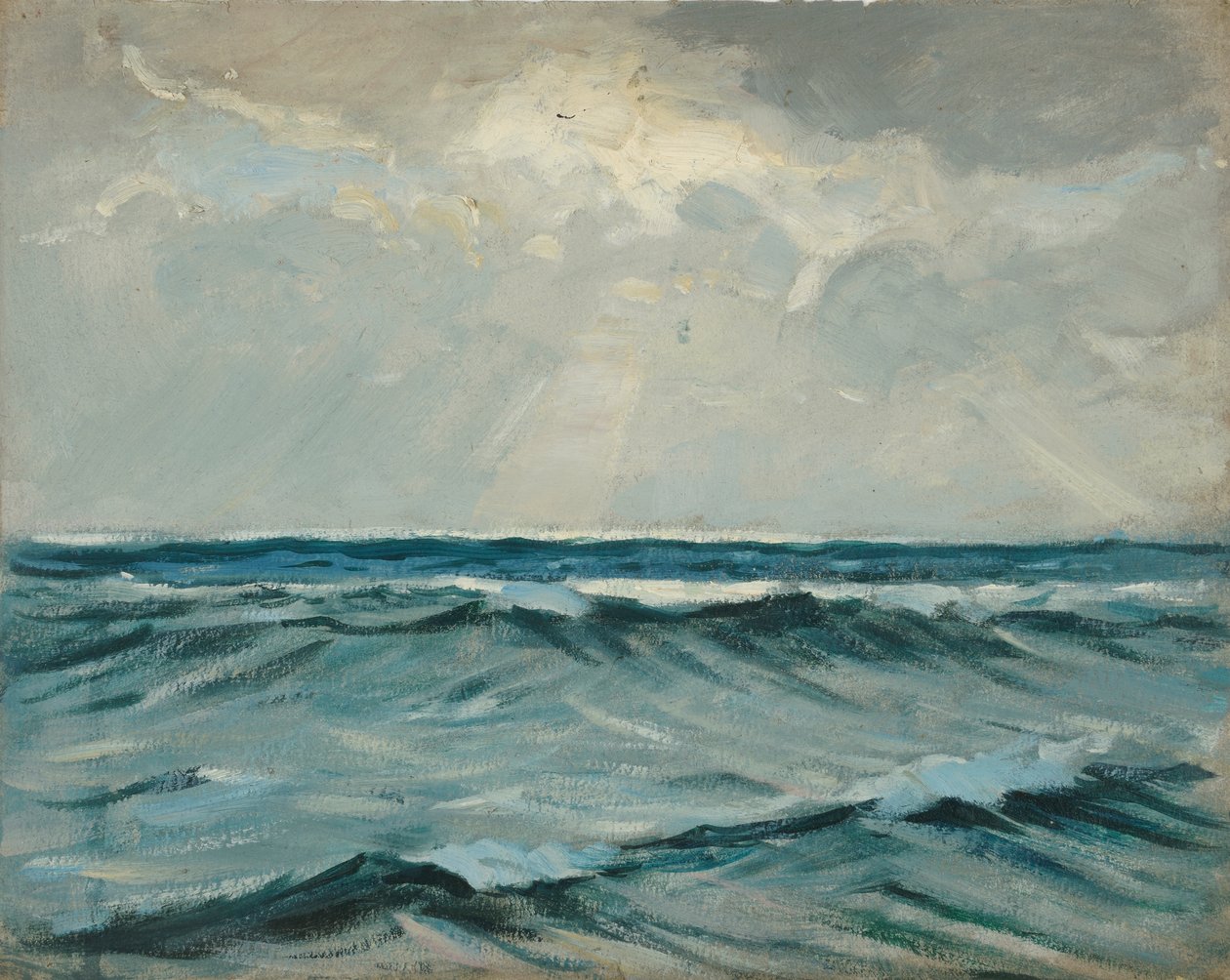 海景，19 世纪晚期 - 20 世纪中期（纸面油画） 作者 约翰·埃弗里特