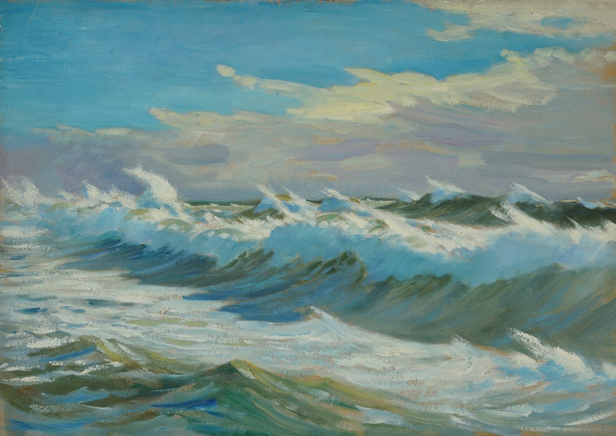 海景，19 世纪晚期 - 20 世纪中期（纸面油画） 作者 约翰·埃弗里特