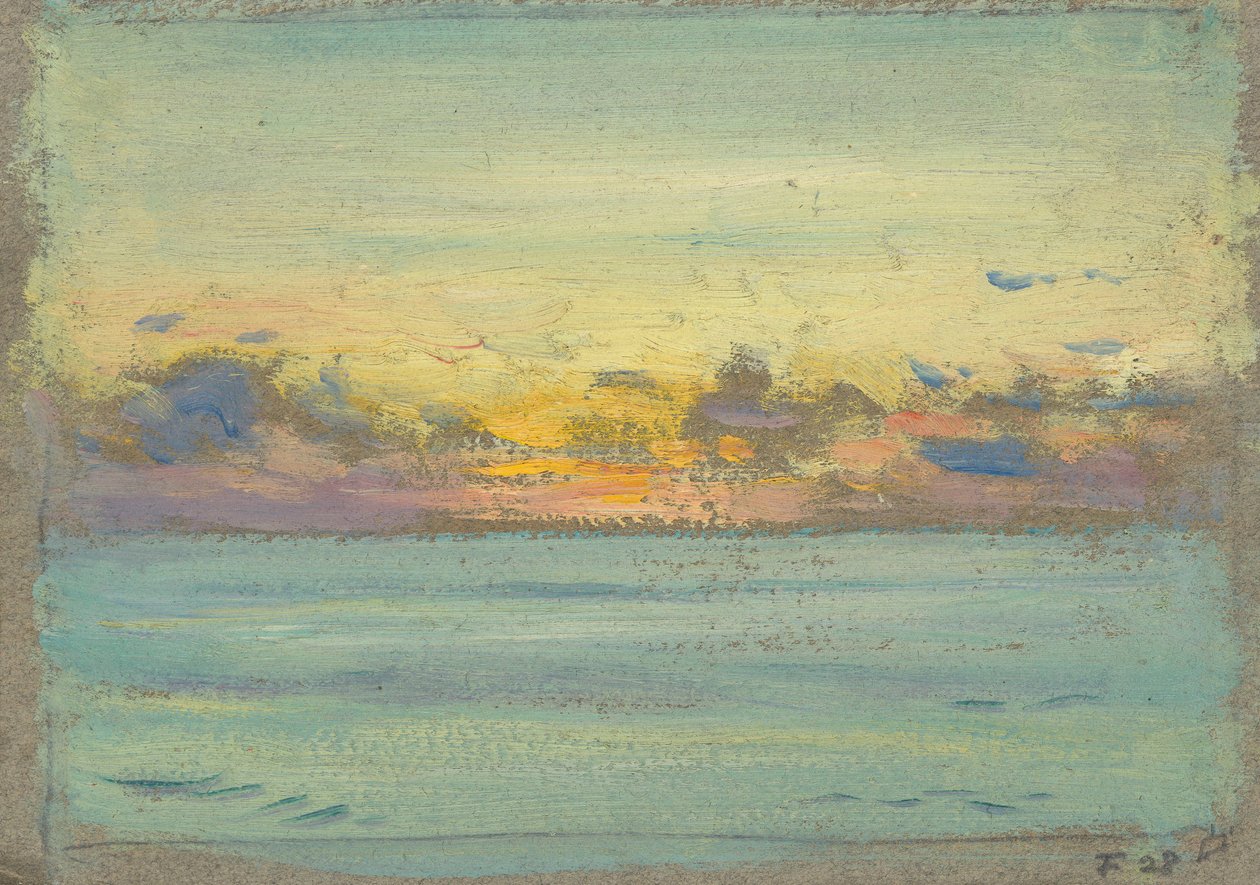 海景，19 世纪晚期 - 20 世纪中期（纸面油画） 作者 约翰·埃弗里特