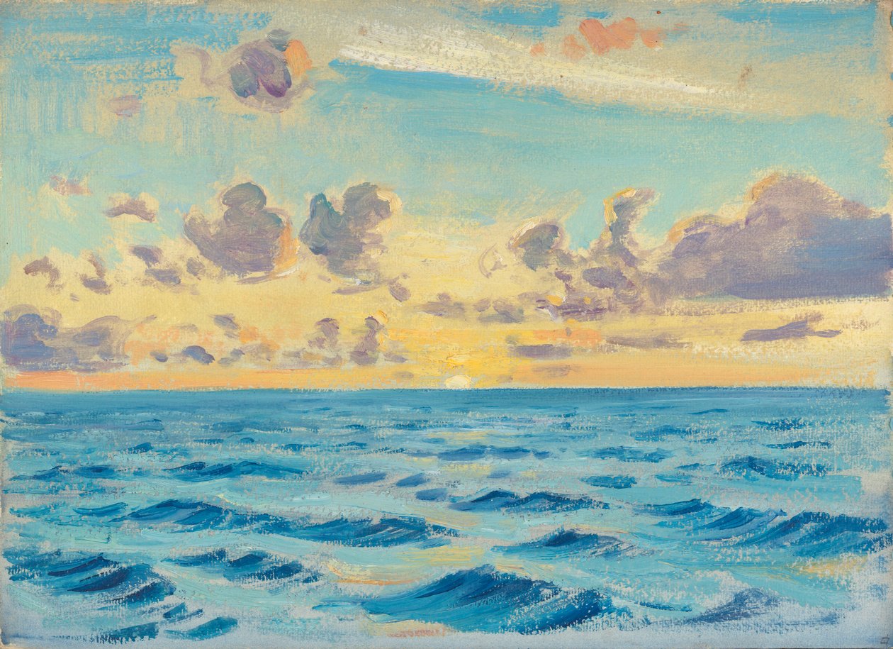 海景，19 世纪晚期 - 20 世纪中期（纸面油画） 作者 约翰·埃弗里特
