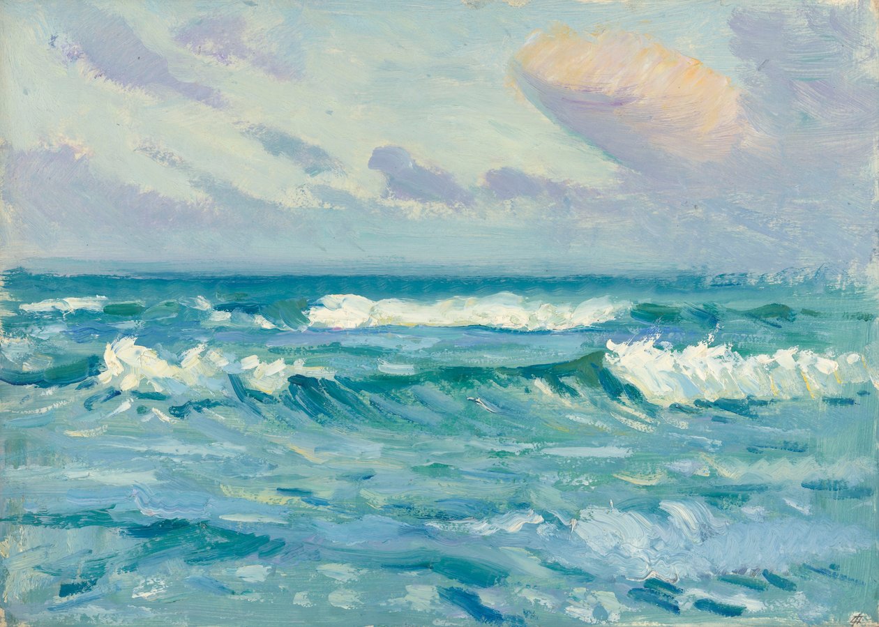 海景，19 世纪晚期 - 20 世纪中期（纸面油画） 作者 约翰·埃弗里特