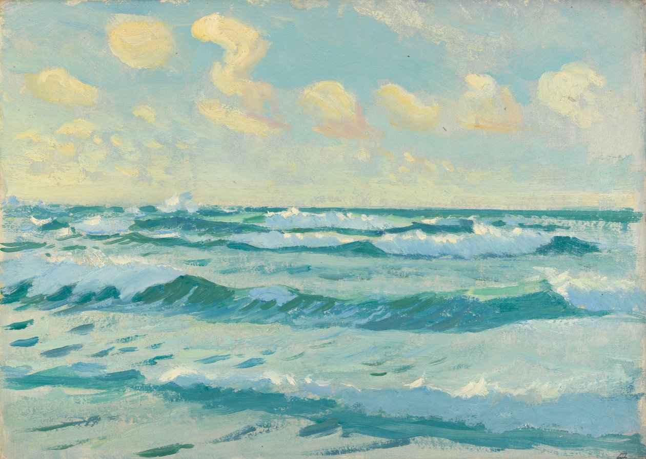 海景，19 世纪晚期 - 20 世纪中期（纸面油画） 作者 约翰·埃弗里特