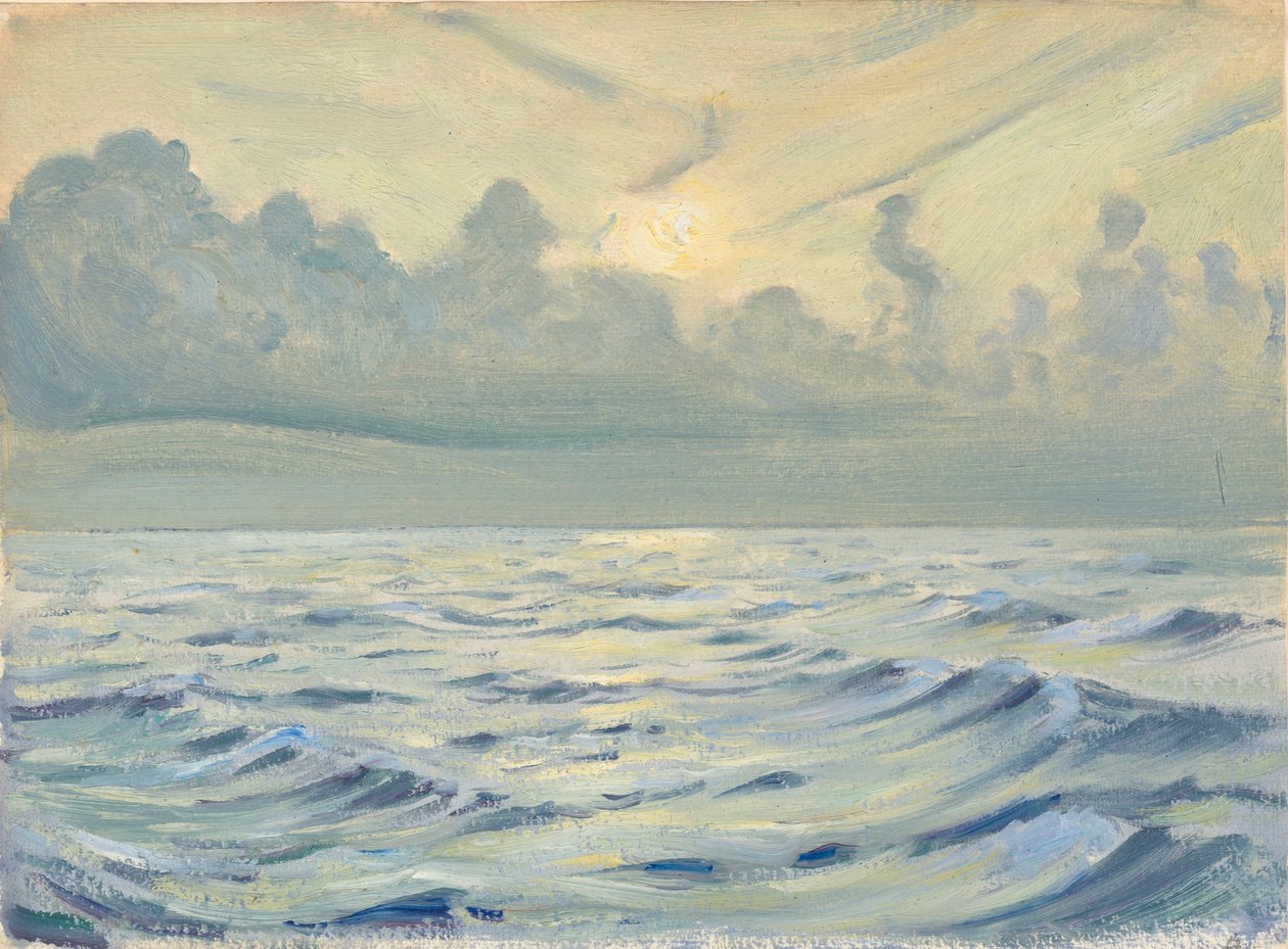 海景，19 世纪晚期 - 20 世纪中期（纸面油画） 作者 约翰·埃弗里特