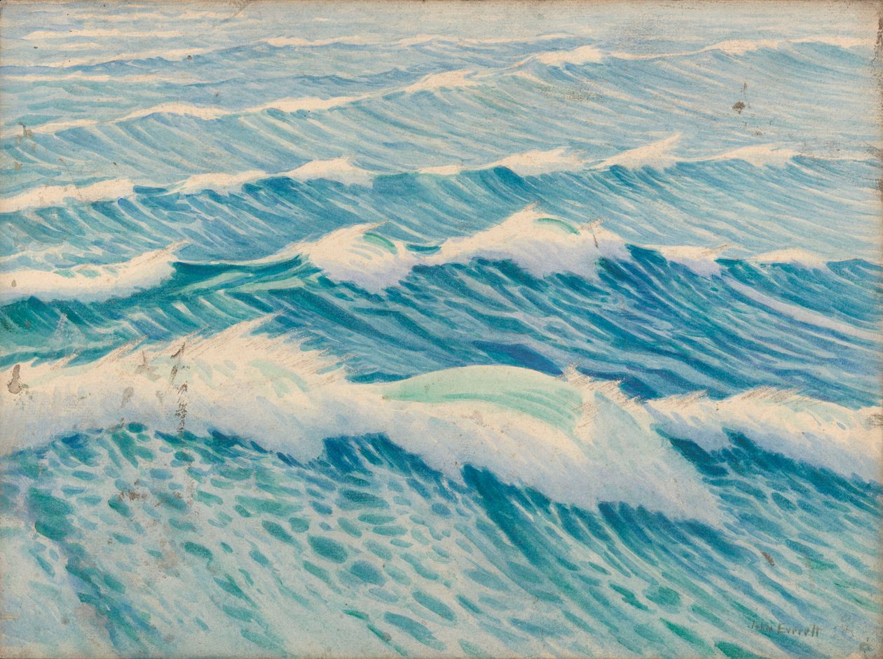 海景，19 世纪晚期 - 20 世纪中期（水彩、石墨、木板） 作者 约翰·埃弗里特