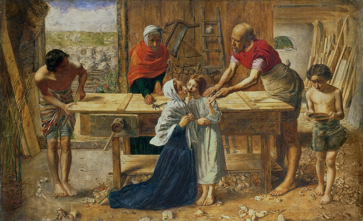 基督在他父母的家中，1863年 作者 约翰·埃弗里特·米莱斯
