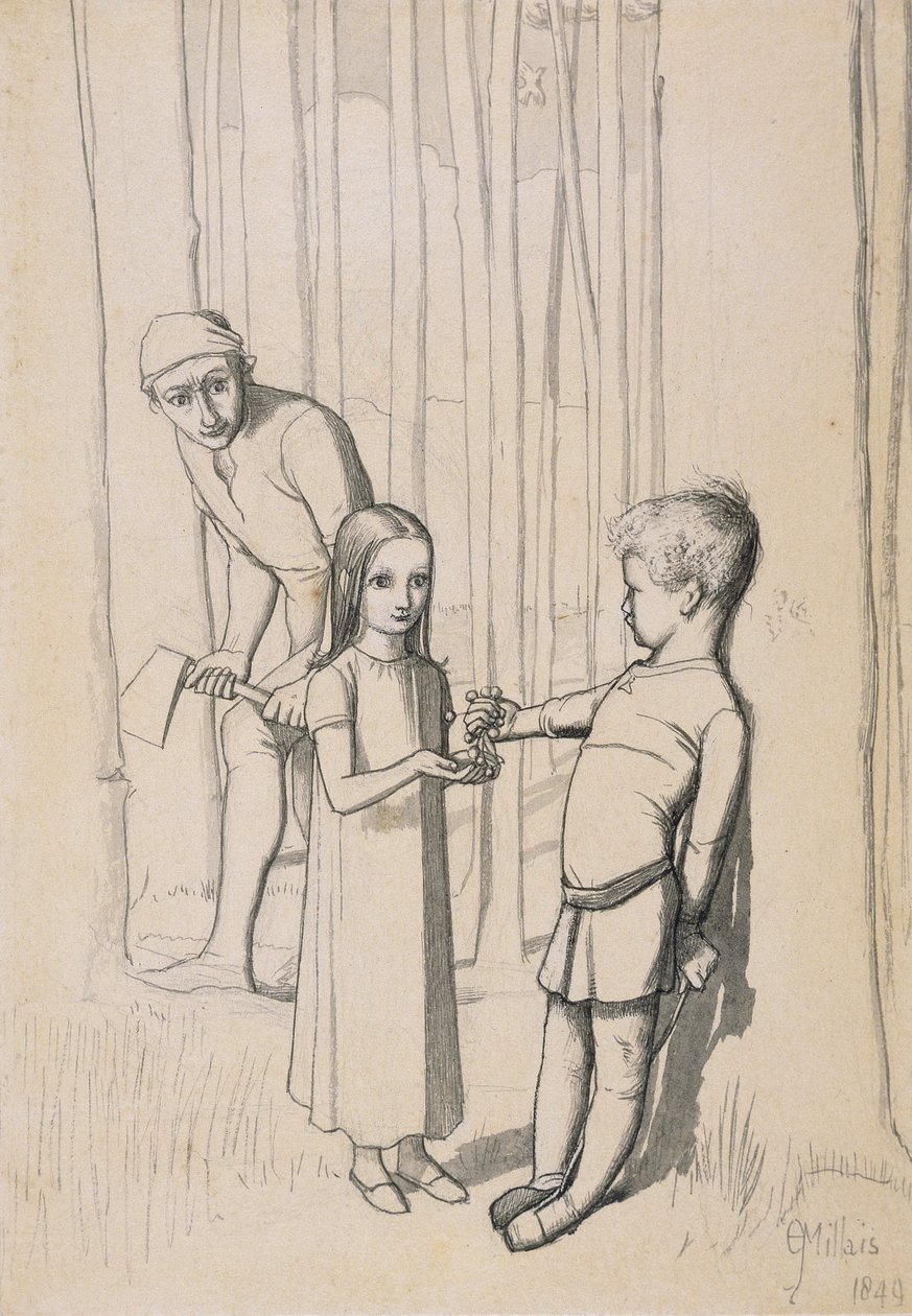 研究&39;The Woodman&39;s Daughter&39;，1849年（用笔在墨水上用墨水擦洗） 作者 约翰·埃弗里特·米莱斯
