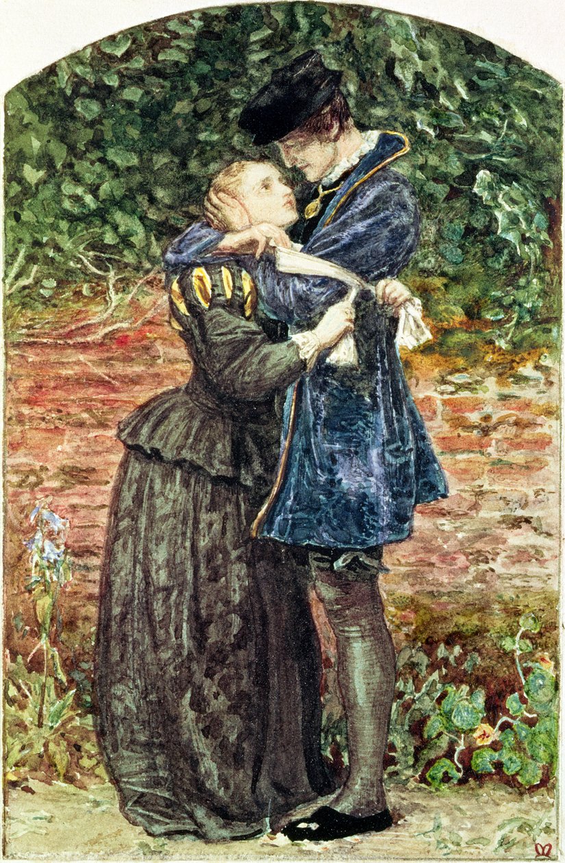 胡格诺派，1852年（纸上用笔，墨水和水粉）（另见19693） 作者 约翰·埃弗里特·米莱斯