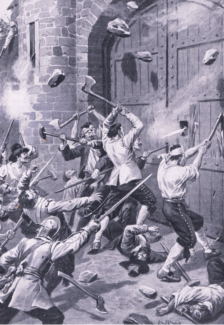 1651 年 9 月 1 日，邓迪被洗劫一空：英国海员袭击威尔盖特港，插图来自“英国陆地和海上战役” 作者 约翰·坎贝尔