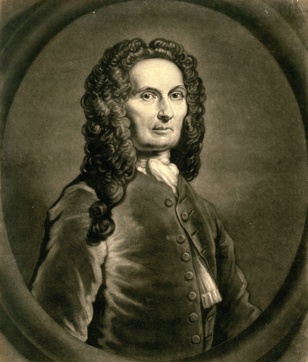 法国数学家Abraham de Moivre的画像，1667-1754年，1736年 作者 约翰·费伯