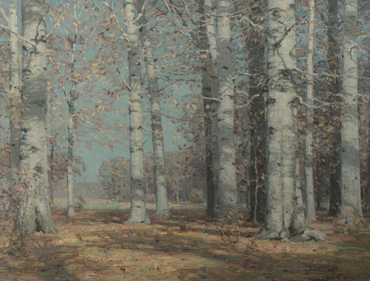 秋天的山毛榉，约1908-1915年（布面油画） 作者 约翰·法比安·卡尔森