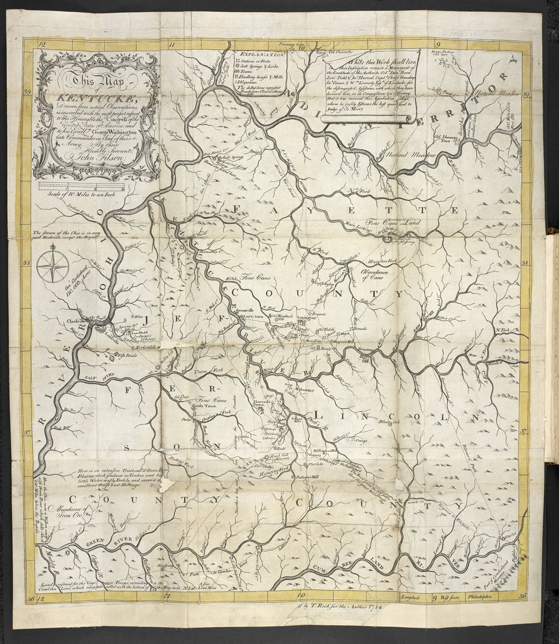 肯塔基州地图》，载于《肯塔基州的发现、定居和现状》（The Discovery, Settlement and Present State of Kentucke）一书。 作者 约翰·菲尔森